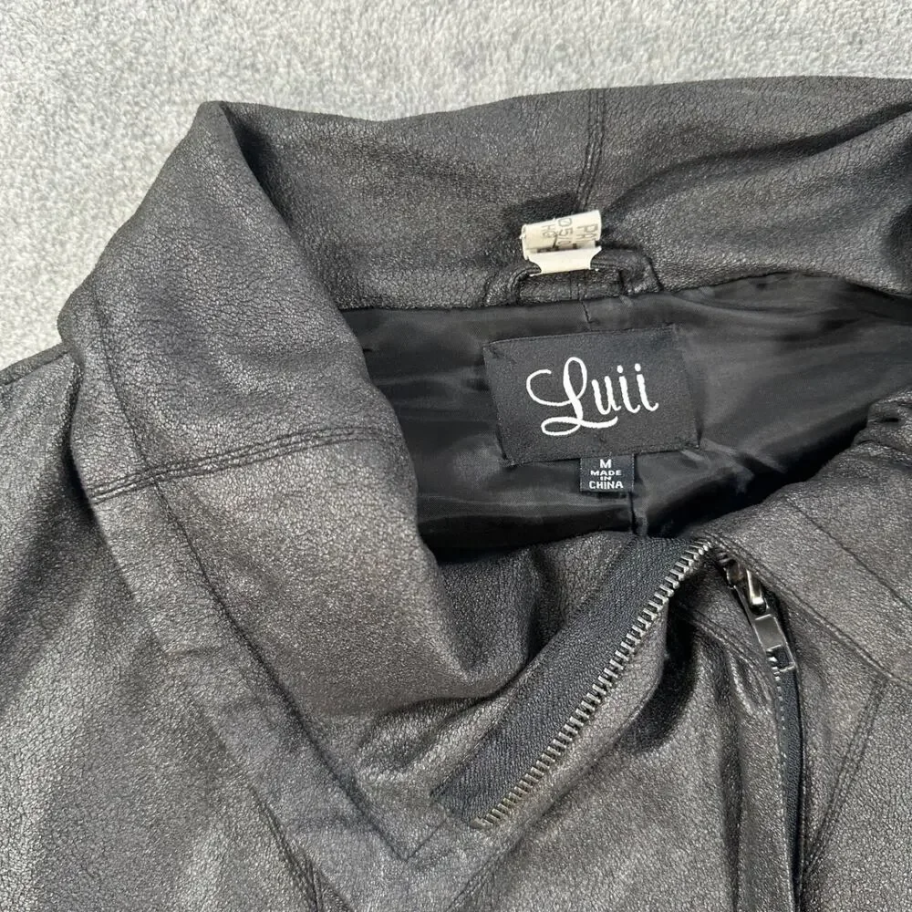 Luii Anthropologie Moto Jacket Women's Medium Gray/Black Zip Up Collared